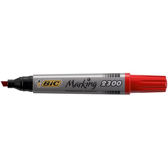 BIC Marking 2300 Permanent Marker, in Rot, 12er Pack, Wasserfester Stift auch für Karton, Plastik und Holz, Strichstärke: 3,7 bis 5,5 mm