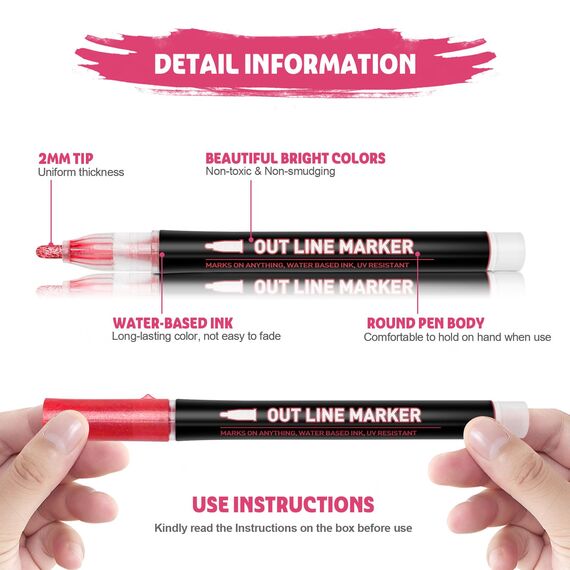 Lenski Ostergeschenke Kinder, Oster Basteln Kinder, Geschenke für Mädchen Geschenke 4-12 Jahre, 12 Glitzerstifte Magische Stifte Metallic Outline Marker Zauberstifte Basteln