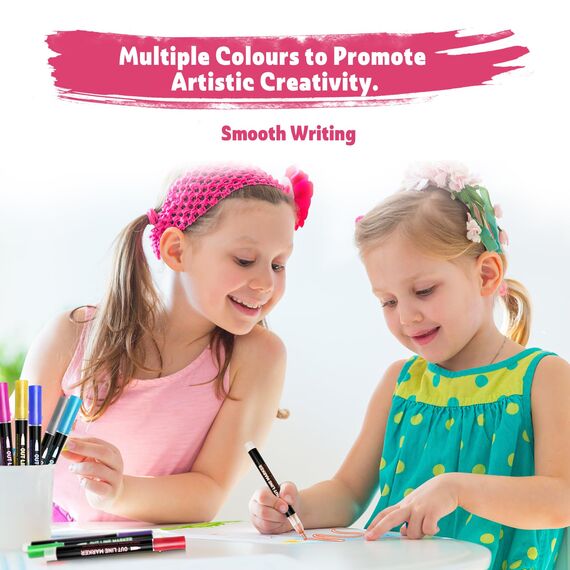 Lenski Geschenke für Mädchen, Glitzerstifte Magische Stifte Kinder Adventskalender Füllung Mädchen Geschenke 4-12 Jahre, 48 Outline Stifte Zauberstifte Metallic für Scrapbooking, Bastelset Kinder