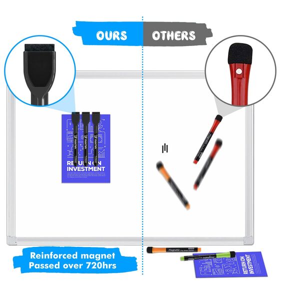 maxtek Magnetische Whiteboard Marker, 12 Schwarz Stifte Abwischbar mit Radiergummi, Feinspitze 1–2 mm Linienbreite, Folienstifte für Zuhause, Schule & Büro (12 Stück)