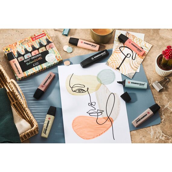 STABILO - Textmarker - BOSS ORIGINAL NatureCOLORS - 8er Pack - beige, warmgrau, grünerde, siena, schlammgrün, umbra, 2x schwarz