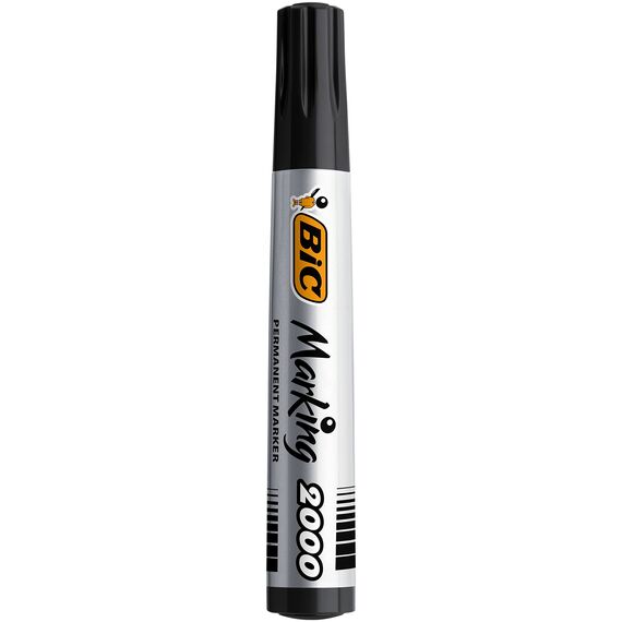 BIC Marking 2000 Permanent Marker, in Schwarz, Wasserfester Stift für Glas, Metall, Holz & Co, Strichstärke 1,7 mm, 12 Stück (2er Pack)