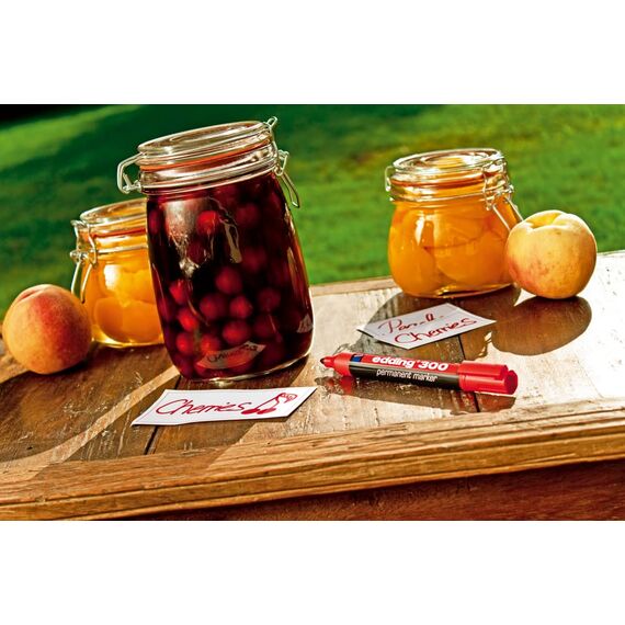 edding 300 Permanentmarker - schwarz - 3 Stifte - Rundspitze 1,5-3 mm - wasserfest, schnell-trocknend - wischfest - für Karton, Kunststoff, Glas, Holz, Metall, Glas