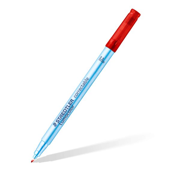 STAEDTLER Folienstift Lumocolor correctable, trocken korrigierbar, F-Spitze Linienbreite ca. 0.6 mm, hohe Qualität Made in Germany, Set mit 4 Farben, 305F WP4-1 , 4 Stück (1er Pack)