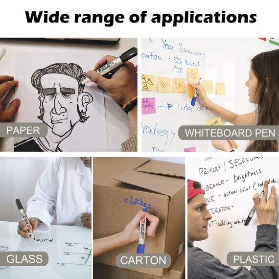 ABEIER Whiteboard Marker,12 Whiteboard Stifte,Trocken Abwischbar, Rundspitze 3mm,3 Farben White board Stifte Rundspitze Set Perfekt für Zuhause Büro(12 Stück)