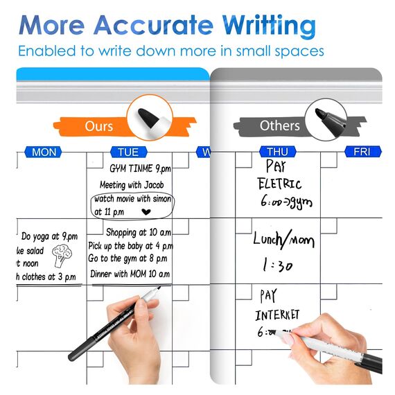 maxtek 0,7 mm Whiteboard Stifte, 12 Schwarz Whiteboard Marker Dünn, Trockenwischer Folienstift Abwischbar, Folienstift Non Permanent mit Ultra Feiner Spitze