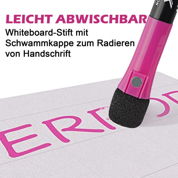 ABEIER Whiteboard Marker, schwamm Whiteboard stifte,Magnetisch Whiteboard Marker Schwamm mit Stiften, Trocken Abwischbar, Rundspitze 1-2mm, Perfekt für Zuhause Schule Büro12er Pack