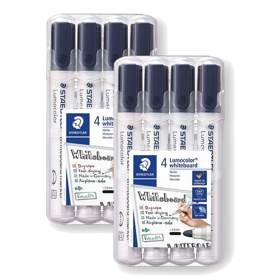 Staedtler Lumocolor 351 WP4-9X Whiteboard-Marker Schwarz (2er Pack)