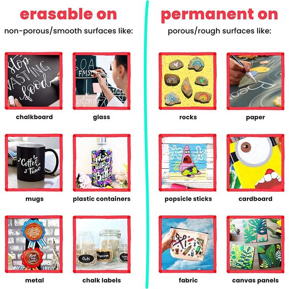 Chalkola Kreidestifte - Weiß 5 Kreide Markers Multipack - 1mm, 3mm, 6mm, 10mm, 15mm Spitze. Kreidestifte für Fenster, Tafel, Glas und mehr. Geeignet für Erwachsene, Künstler, Lehrer und Kinder.