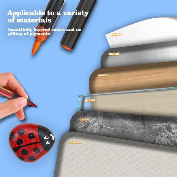 Risiours Acrylic Paint Markers-Vielseitiger Steine Bemalen Stifte für Rock Malerei, Keramik, Glas, Holz, Leinwand, Metall, DIY Acrylstifte Wasserfest 24 Farben
