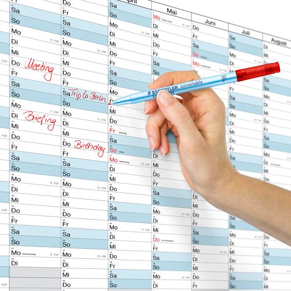 STAEDTLER Folienstift Lumocolor correctable, trocken korrigierbar, F-Spitze Linienbreite ca. 0.6 mm, hohe Qualität Made in Germany, Set mit 4 Farben, 305F WP4-1 , 4 Stück (1er Pack)