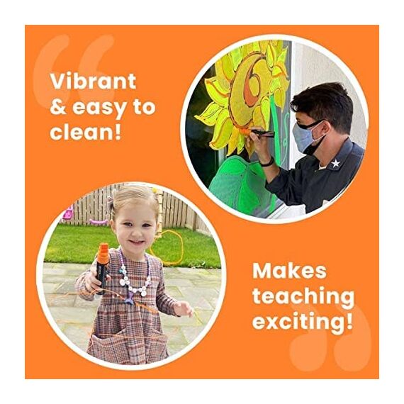 Chalkola Fenstermarker, 15 mm, Jumbo, 3-in-1-Feder mit 28 g Tinte, 10 Stück, Neonkreidestifte, geliebt von Lehrern, Kindern, Künstlern, Unternehmen, Verwendung auf Kreidetafeln, Tafeln, Glas, Bistro