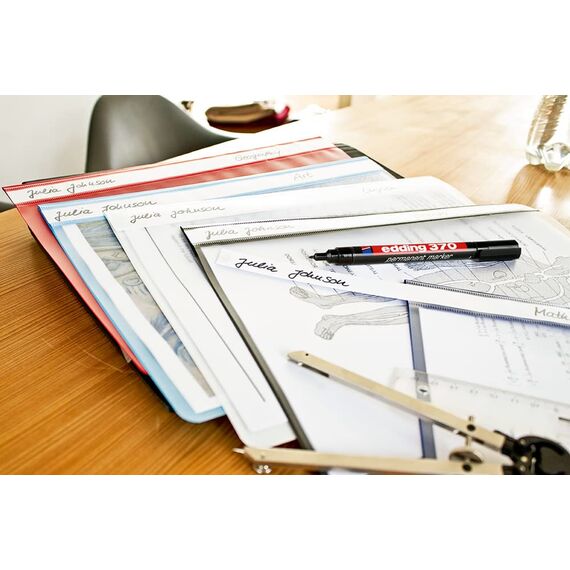 edding 370 Permanentmarker - schwarz - 10 Stifte - feine Rundspitze 1 mm - wasserfest, schnell-trocknend - Multimarker, Universalstift - für Karton, Kunststoff, Holz, Metall, Glas, Stein, Leinwand