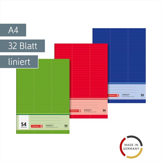 BRUNNEN Vokabelheft | A4, Lineatur 54, 32 Blatt, sortiert