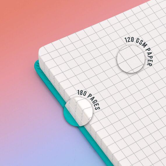 STATIONERY ISLAND Notizbuch A5 Kariert, Journal Hardcover mit 120 g/m² Dickem Papier, 180 Seiten Tagebuch, Notebook a5 für Mädchen, Reisetagebuch, Planen, Lernen, Schreiben