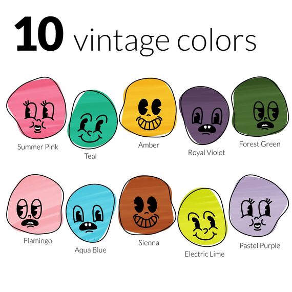 Funcils Vintage Kreidestifte für Tafel Abwaschbar - 10 Kreidemarker Pastell 3mm Umkehrbare Spitze - Kreide Stift für Fenster, Tafel und als Glasstift. Chalk markers für Erwachsene & Kinder