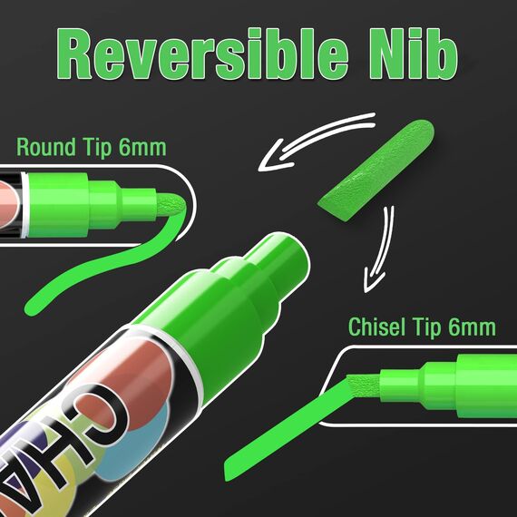 SAKEYR 8 Kreidestifte für Tefal Fenster Abwaschbar: 6mm Kreidemarker Folienstift Abwischbarerer,Neon Kreide Stift,Tafelstifte,Glasmalstifte,Chalk Markers,Fenstermalstifte Abwaschbar