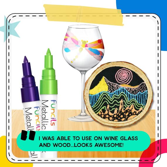 Funcils Kreidestifte für Tafel Abwaschbar | 10 Metallic Stifte 1mm Extra Feine Spitze | Kreide Stift für Fenster, Tafel, Whiteboard & als Glasstift. Chalk markers für Erwachsene & Kinder