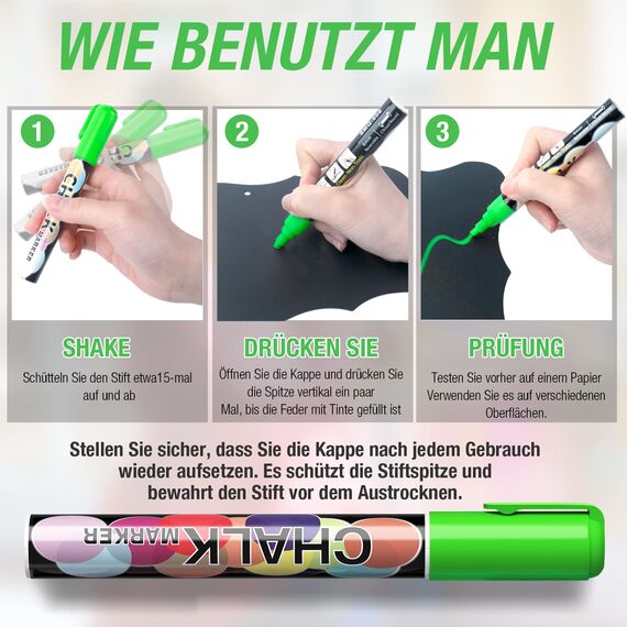 SAKEYR 8 Kreidestifte für Tefal Fenster Abwaschbar: 6mm Kreidemarker Folienstift Abwischbarerer,Neon Kreide Stift,Tafelstifte,Glasmalstifte,Chalk Markers,Fenstermalstifte Abwaschbar