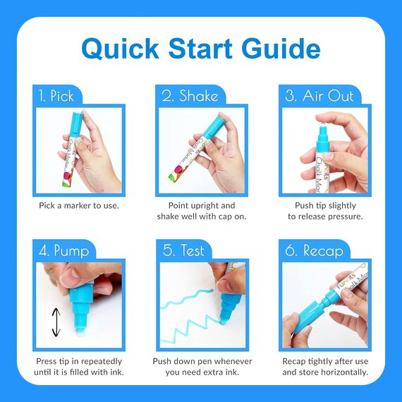 Funcils Kreidestifte - weiß - 5 Kreide Markers Multipack - 1mm, 3mm, 6mm, 10mm, 15mm Spitze. Kreidestifte für Fenster, Tafel, Glas und mehr. Geeignet für Erwachsene, Künstler, Lehrer und Kinder.