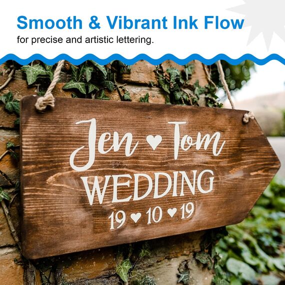 Funcils Kreidestifte - weiß - 5 Kreide Markers Multipack - 1mm, 3mm, 6mm, 10mm, 15mm Spitze. Kreidestifte für Fenster, Tafel, Glas und mehr. Geeignet für Erwachsene, Künstler, Lehrer und Kinder.