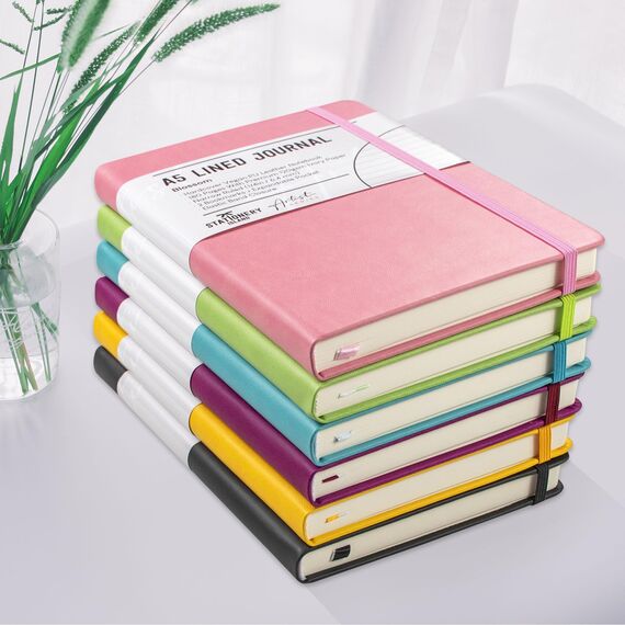 STATIONERY ISLAND Notizbuch A5 Liniert, Journal Hardcover mit 120 g/m² Dickem Papier, 180 Seiten Tagebuch, Notebook a5 für Mädchen, Reisetagebuch, Planen, Lernen, Schreiben