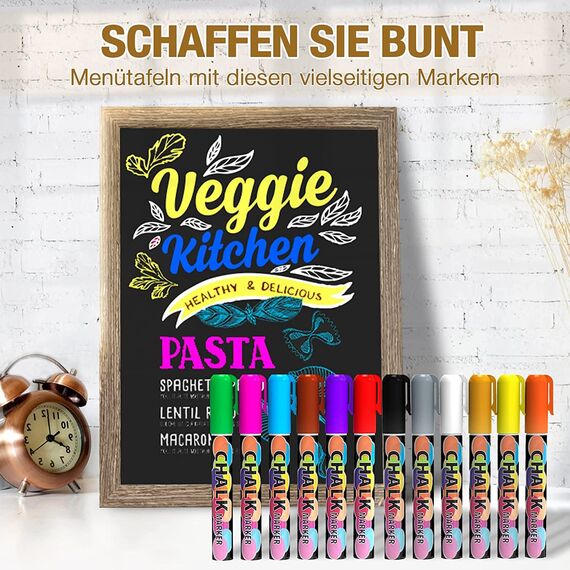 12 Kreidestifte Kreidemarker für Tafel Abwaschbar, 6mm Fensterstifte,Fenstermalstifte Kinder,Fensterfarbe,Neon Kreide Stift,Tafelstifte,Glasstift,Chalk Marker,Flüssigkreide Bunt,Fensterkreide