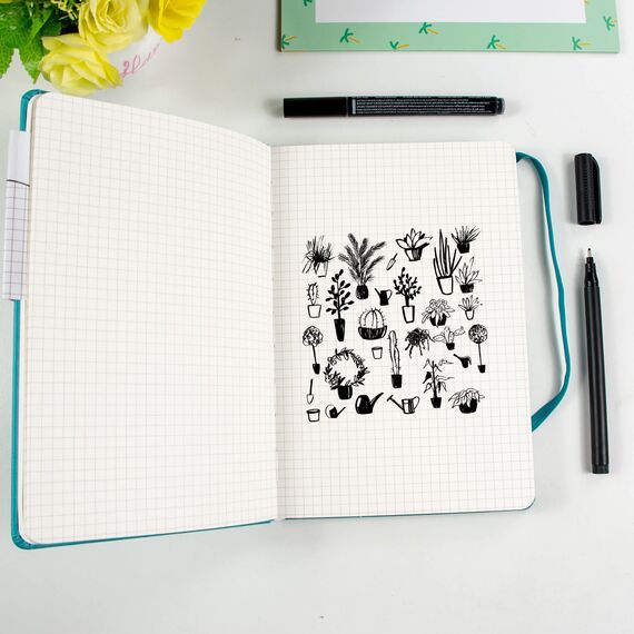 STATIONERY ISLAND Notizbuch A5 Kariert, Journal Hardcover mit 120 g/m² Dickem Papier, 180 Seiten Tagebuch, Notebook a5 für Mädchen, Reisetagebuch, Planen, Lernen, Schreiben