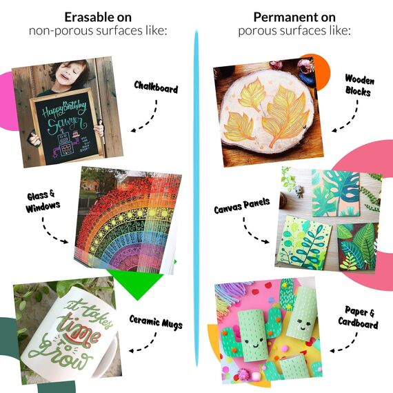 Funcils Vintage Kreidestifte für Tafel Abwaschbar - 10 Kreidemarker Pastell 3mm Umkehrbare Spitze - Kreide Stift für Fenster, Tafel und als Glasstift. Chalk markers für Erwachsene & Kinder