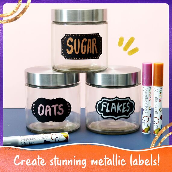 Funcils Kreidestifte für Tafel Abwaschbar - 10 Metallic Stifte mit 6mm Umkehrbare Spitze - Kreide Stift für Fenster, Tafel, Whiteboard und als Glasstift - Chalk Markers für Erwachsene & Kinder