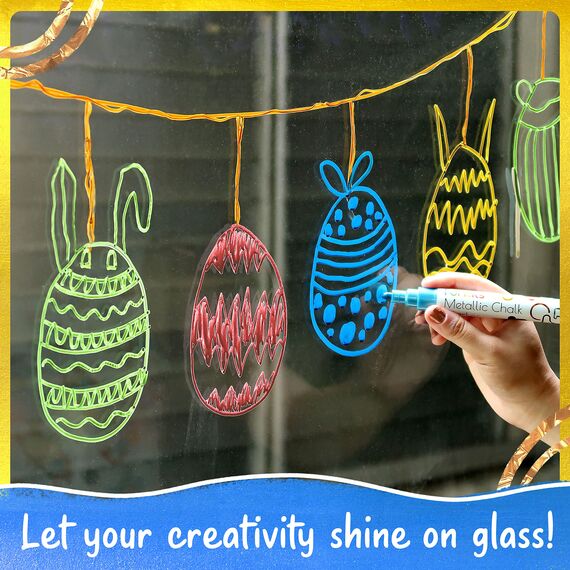 Funcils Kreidestifte für Tafel Abwaschbar - 10 Metallic Stifte mit 6mm Umkehrbare Spitze - Kreide Stift für Fenster, Tafel, Whiteboard und als Glasstift - Chalk Markers für Erwachsene & Kinder