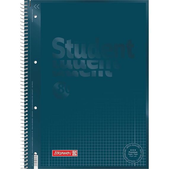 BRUNNEN Collegeblock Premium Student Colour Code | A4, Lineatur 28, 80 Blatt, denim (A4 (Packung mit 5))