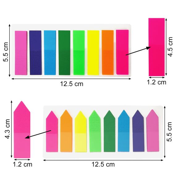 OWLKELA Seitenmarker Selbstklebend 800 Stück, Sticky Notes, Klebezettel,Page Marker, Haftnotizen zum Markieren und Hervorheben von Seiten [2 Designs, 8 Farben] Repositionierbar, Schreibbar