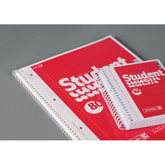 BRUNNEN Collegeblock Student | A4, Lineatur 22, 80 Blatt, rot
