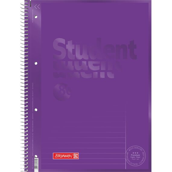 BRUNNEN Collegeblock Premium Student Colour Code | A4, Lineatur 25, 80 Blatt, purple