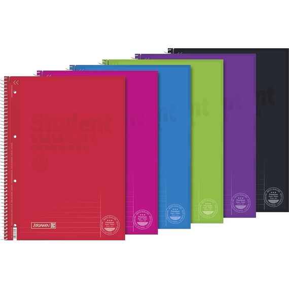 BRUNNEN Collegeblock Premium Student Colour Code | A4, Lineatur 25, 80 Blatt, azur (A4 (Packung mit 3))