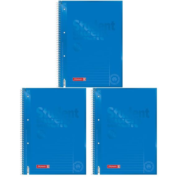 BRUNNEN Collegeblock Premium Student Colour Code | A4, Lineatur 25, 80 Blatt, azur (A4 (Packung mit 3))