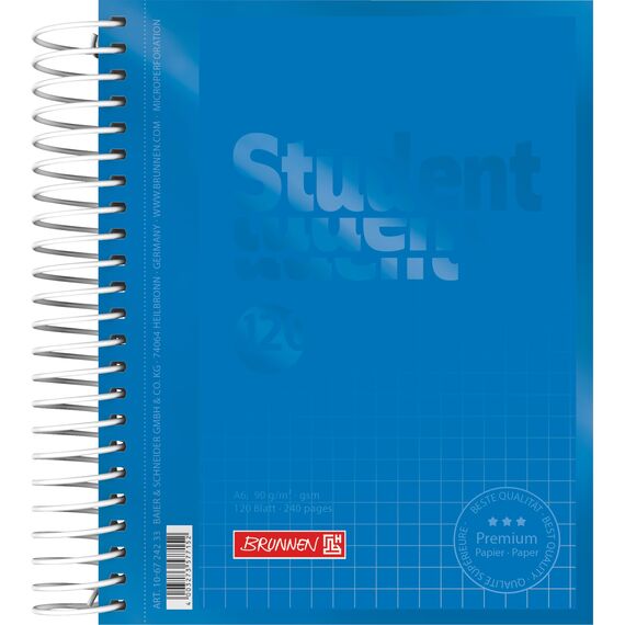 BRUNNEN Collegeblock Premium Student Colour Code | A6, kariert, 120 Blatt, azur