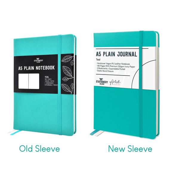 STATIONERY ISLAND Notizbuch A5 Blanko, Journal Hardcover mit 120 g/m² Dickem Papier, 180 Seiten Tagebuch, Notebook a5 für Mädchen, Reisetagebuch, Planen, Lernen, Schreiben