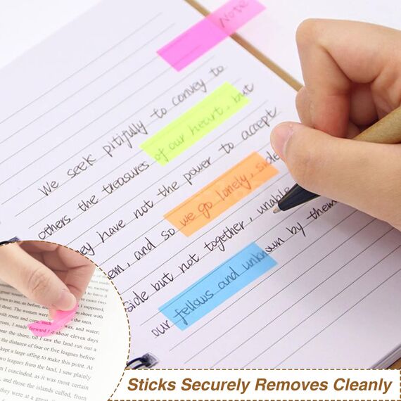 OWLKELA Seitenmarker Selbstklebend 800 Stück, Sticky Notes, Klebezettel,Page Marker, Haftnotizen zum Markieren und Hervorheben von Seiten [2 Designs, 8 Farben] Repositionierbar, Schreibbar