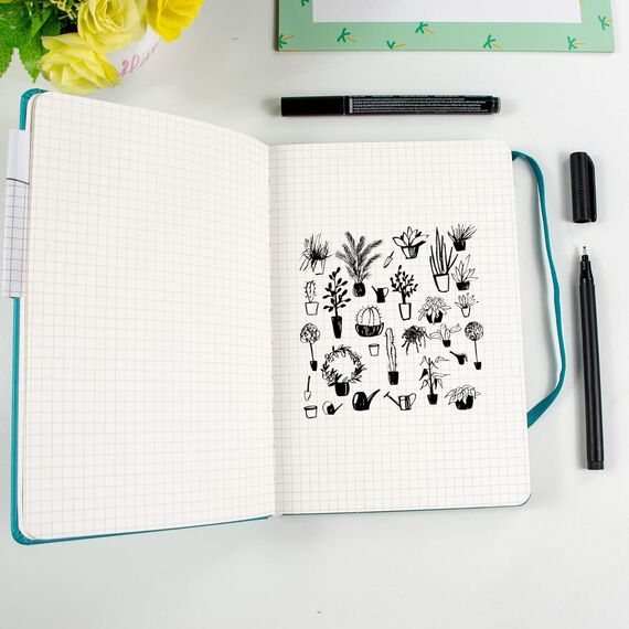 STATIONERY ISLAND Notizbuch A5 Kariert, Journal Hardcover mit 120 g/m² Dickem Papier, 180 Seiten Tagebuch, Notebook a5 für Mädchen, Reisetagebuch, Planen, Lernen, Violett