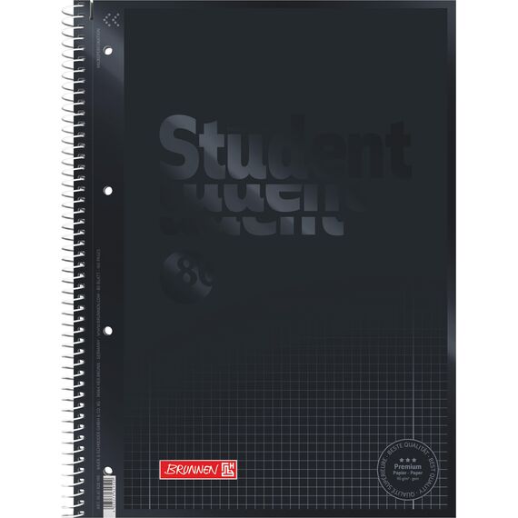BRUNNEN 1067928190 Collegeblock Premium Student Colour Code | A4, Lineatur 28, 80 Blatt, onyx (A4 (Packung mit 5))