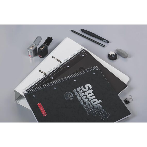 BRUNNEN Collegeblock Premium Student Colour Code | A4, Lineatur 27, 80 Blatt, onyx (A4 (Packung mit 3))