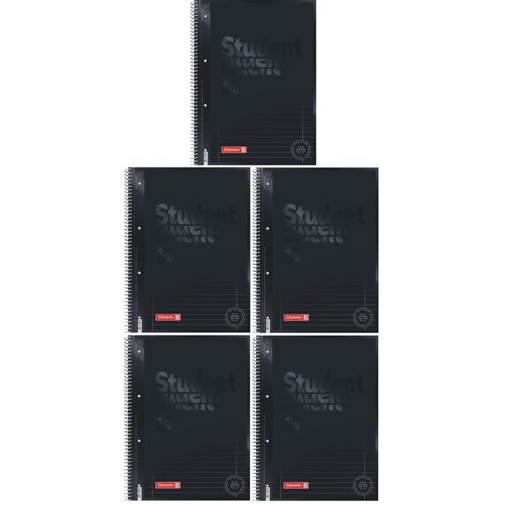 BRUNNEN Collegeblock Premium Student Colour Code | A4, Lineatur 27, 80 Blatt, onyx (A4 (Packung mit 5))