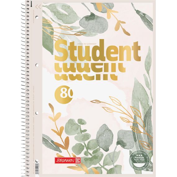 BRUNNEN Collegeblock Premium Student „Bloom“ | A4, Lineatur 27, 80 Blatt