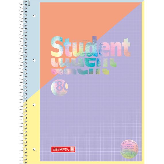 BRUNNEN Collegeblock Premium Student „Intoxicate“ | A4, Lineatur 28, 80 Blatt, koralle/violett