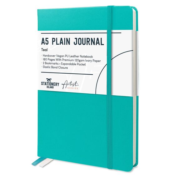 STATIONERY ISLAND Notizbuch A5 Blanko, Journal Hardcover mit 120 g/m² Dickem Papier, 180 Seiten Tagebuch, Notebook a5 für Mädchen, Reisetagebuch, Planen, Lernen, Schreiben