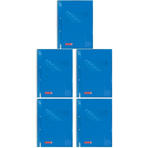BRUNNEN Collegeblock Premium Student Colour Code | A4, Lineatur 25, 80 Blatt, azur (A4 (Packung mit 5))