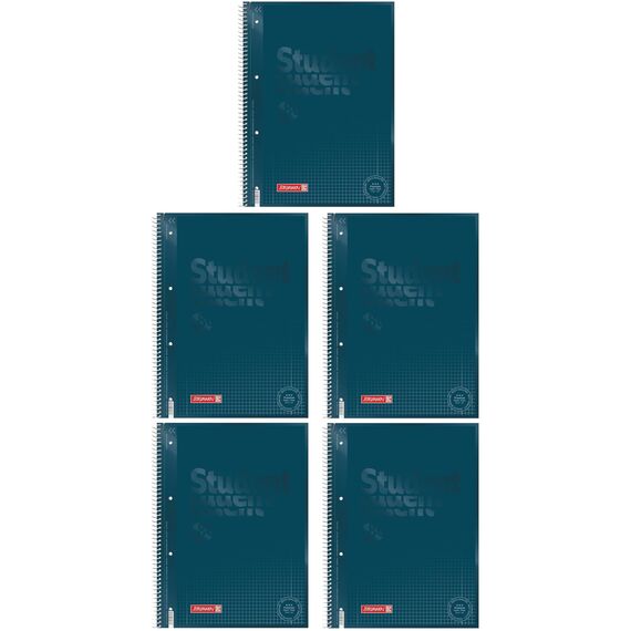 BRUNNEN Collegeblock Premium Student Colour Code | A4, Lineatur 28, 80 Blatt, denim (A4 (Packung mit 5))
