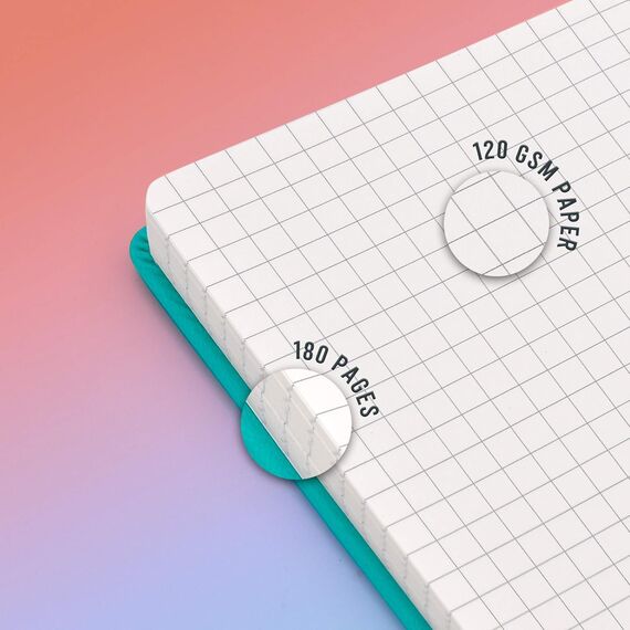 STATIONERY ISLAND Notizbuch A5 Kariert, Journal Hardcover mit 120 g/m² Dickem Papier, 180 Seiten Tagebuch, Notebook a5 für Mädchen, Reisetagebuch, Planen, Lernen, Schreiben